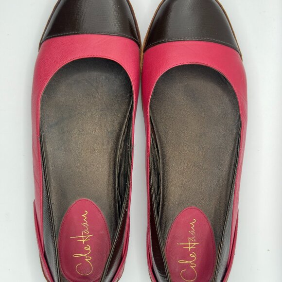 Cole Haan Women’s 9B Red & Brown Cap-Toe Ballet Flats | Nike Air Comfort Sole - Picture 1 of 10
